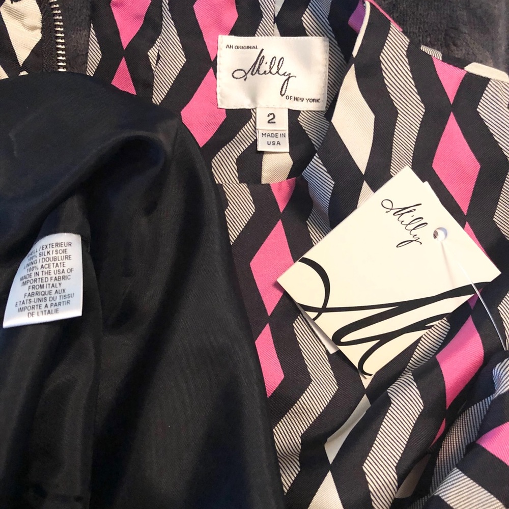 Milly Pink and Black Geometric Patterned Top - Picture 6 of 8